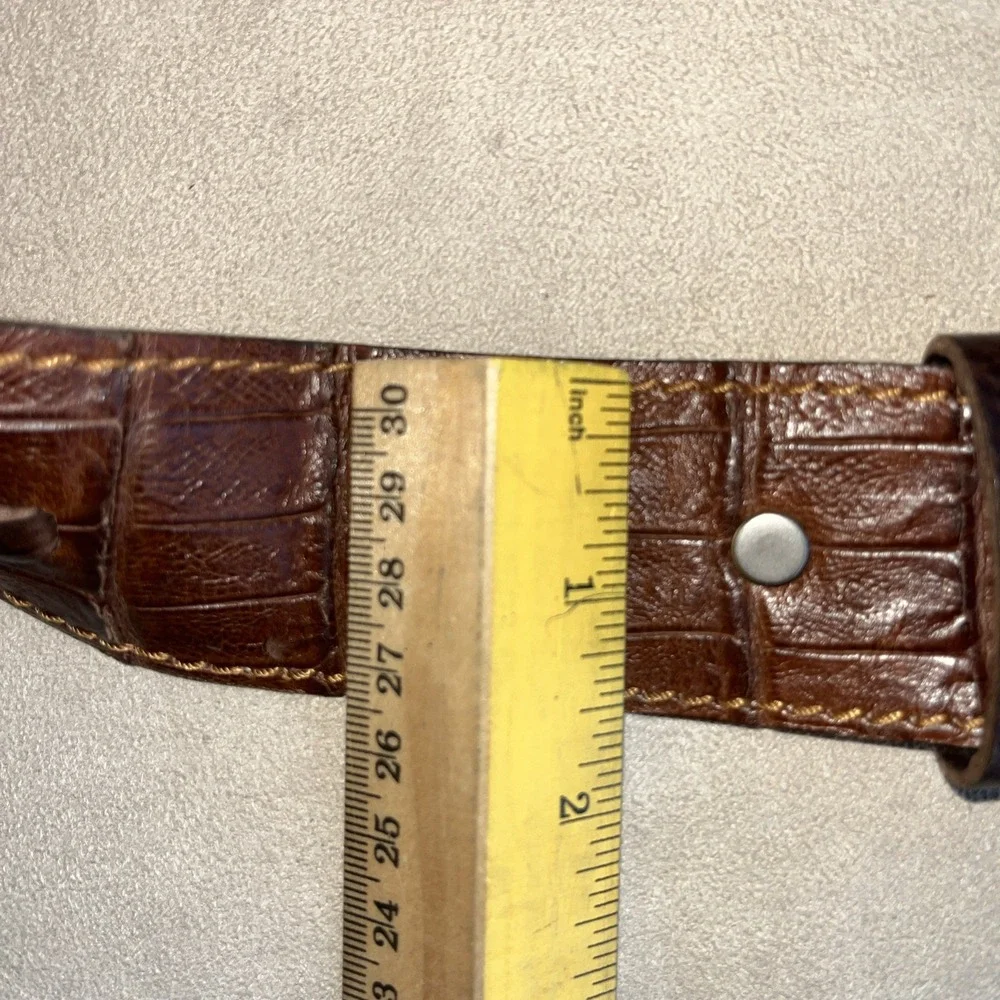 Vintage Vin Baker USA‎ Brown Alligator Belt Women's Western Square Buckle
